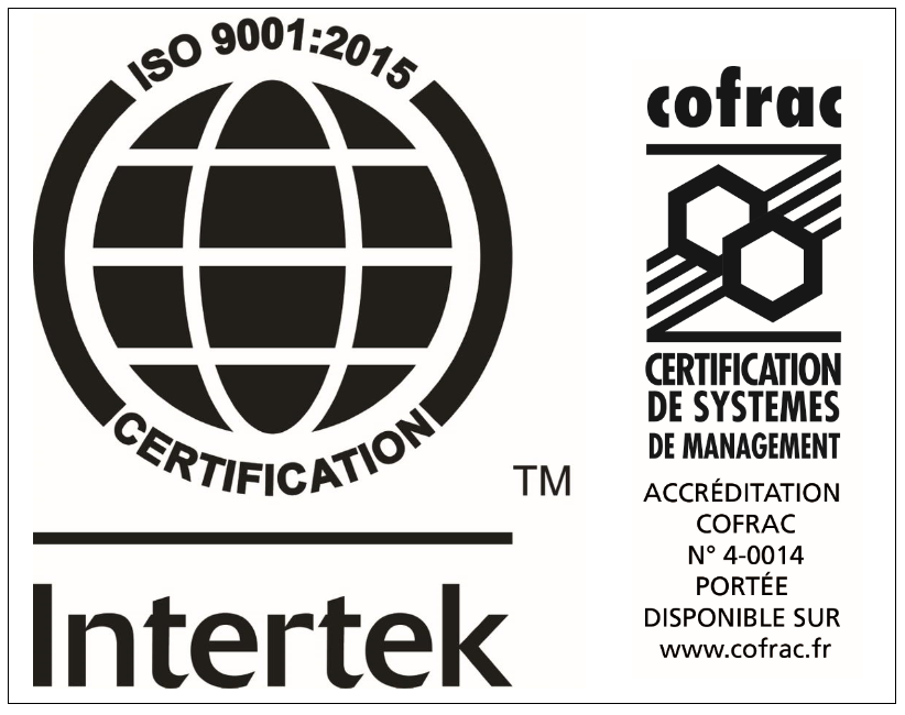 Certification ISO 9001:2015 Intertek Cofrac pour Etivol-Opalex